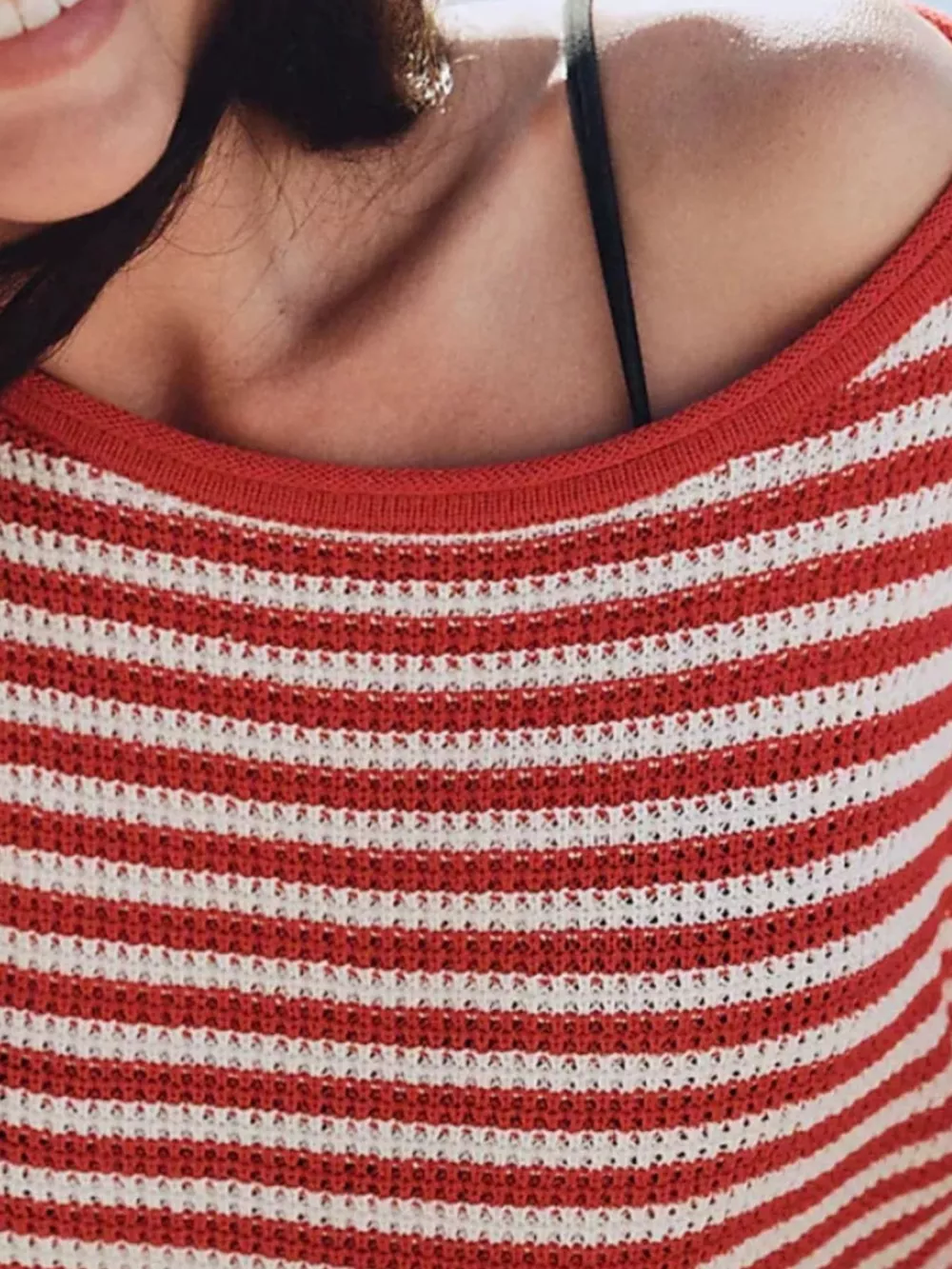 Striped Boat Neck Knit Sweater, image 8