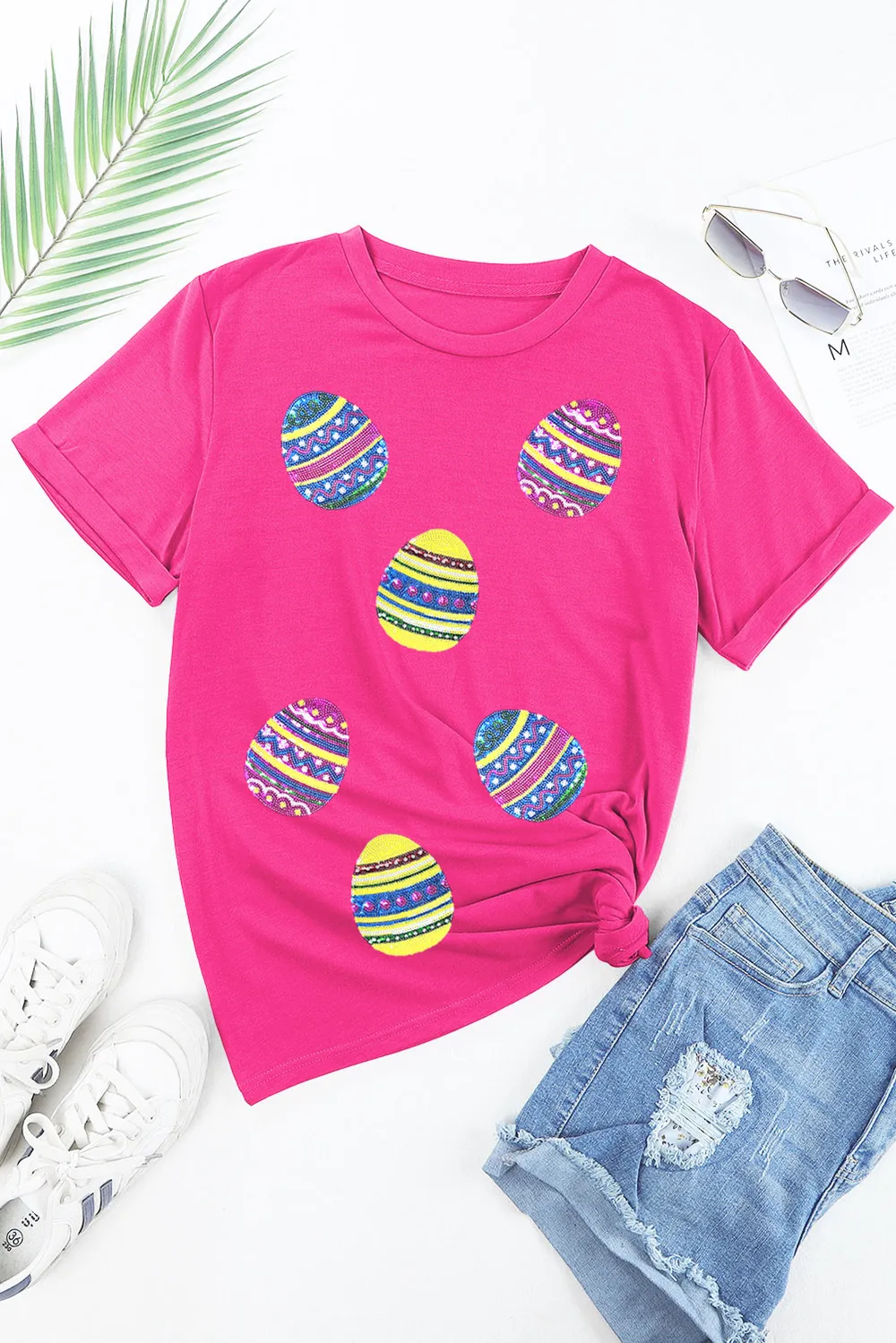 Sequin Easter Egg Short Sleeve T-Shirt, image 5