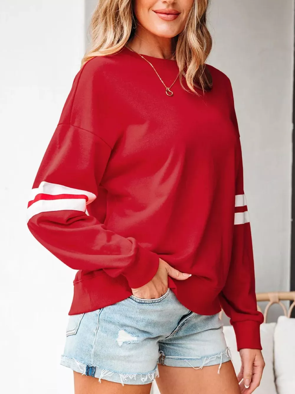 Striped Dropped Shoulder Sweatshirt, image 5