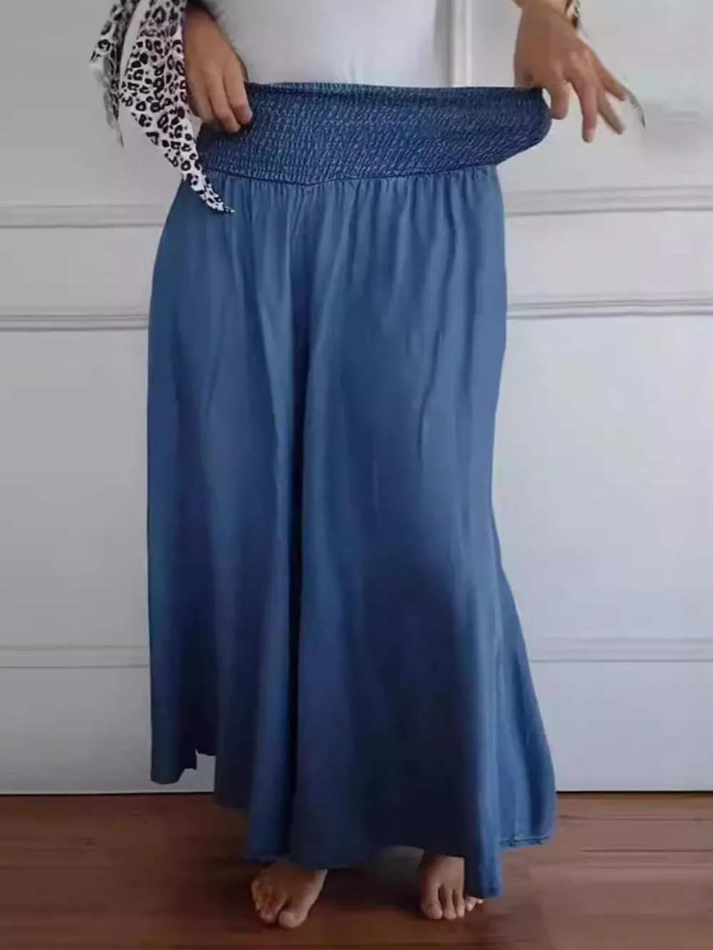 Full Size Smocked Wide Leg Pants with Pockets, image 5