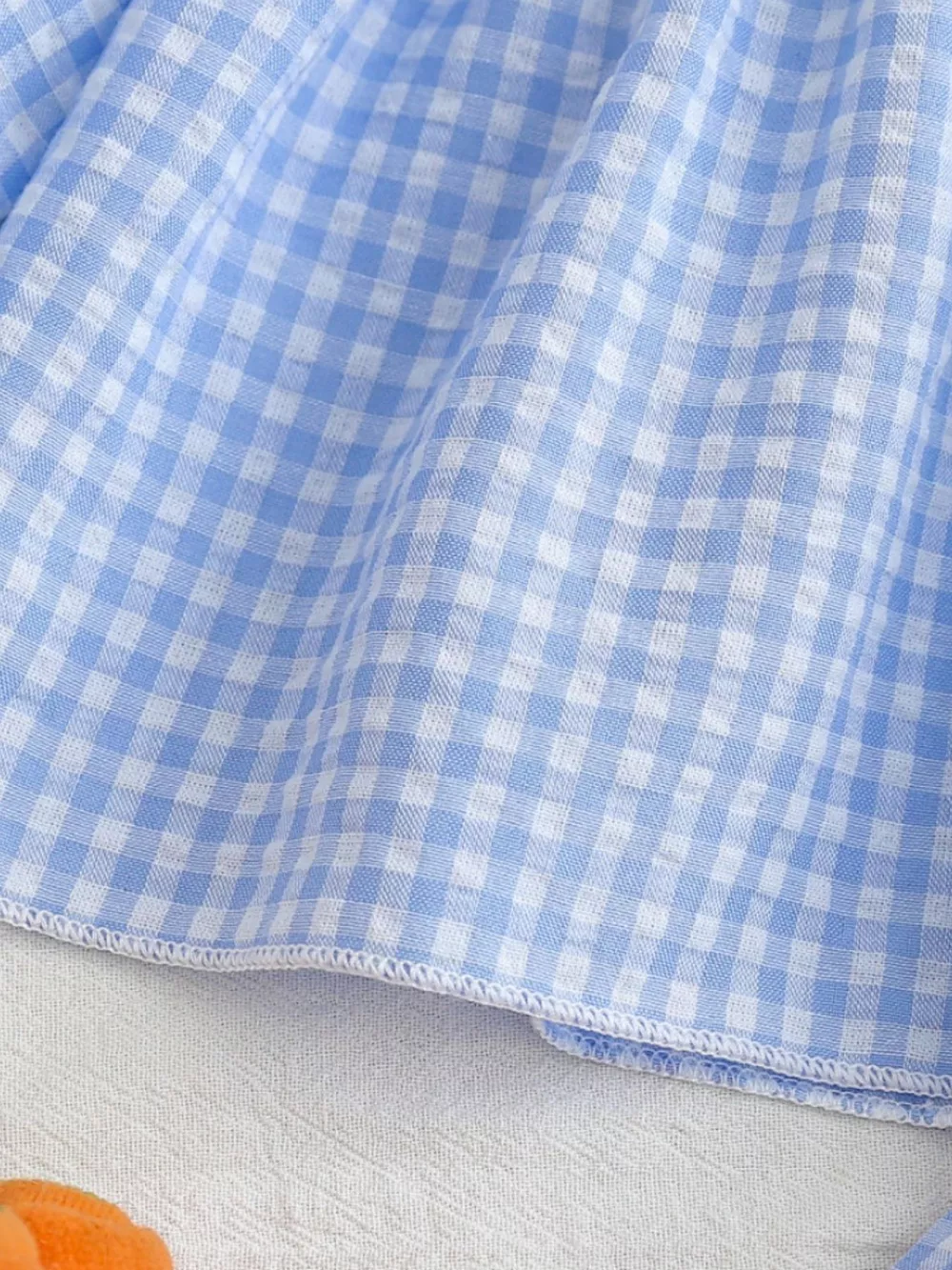 Children's Carrot Embroidered Gingham Top and Pants Set, image 5