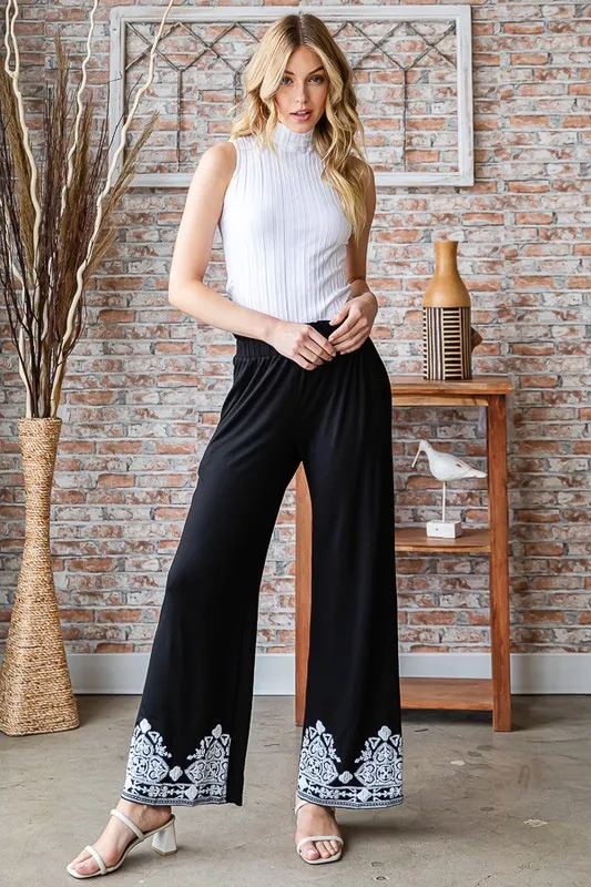 Full Size Solid Damask Casual Pants Plus Size, image 13