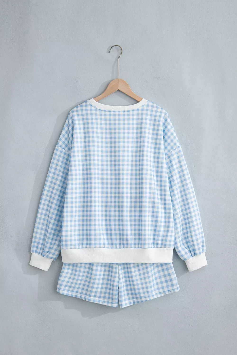 Gingham Long Sleeve Sweatshirt and Shorts Set, image 5