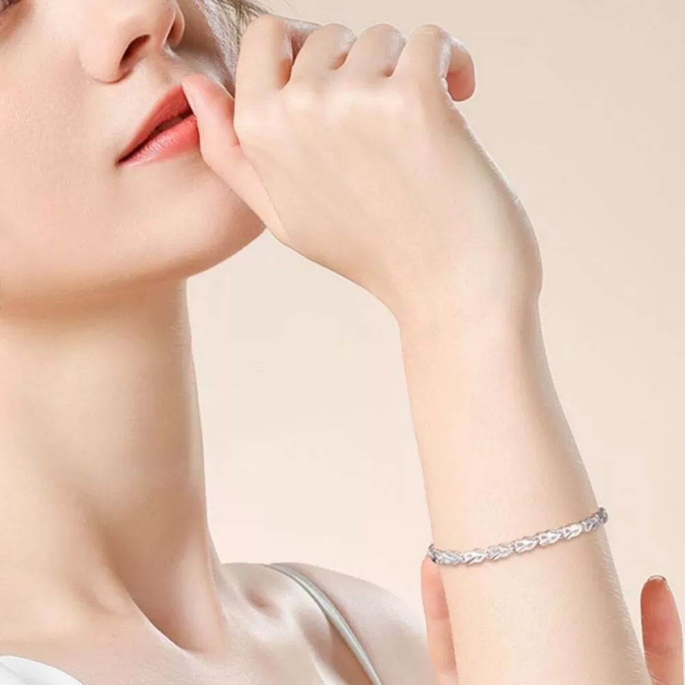 925 Sterling Silver Heart Link Bracelet, image 6