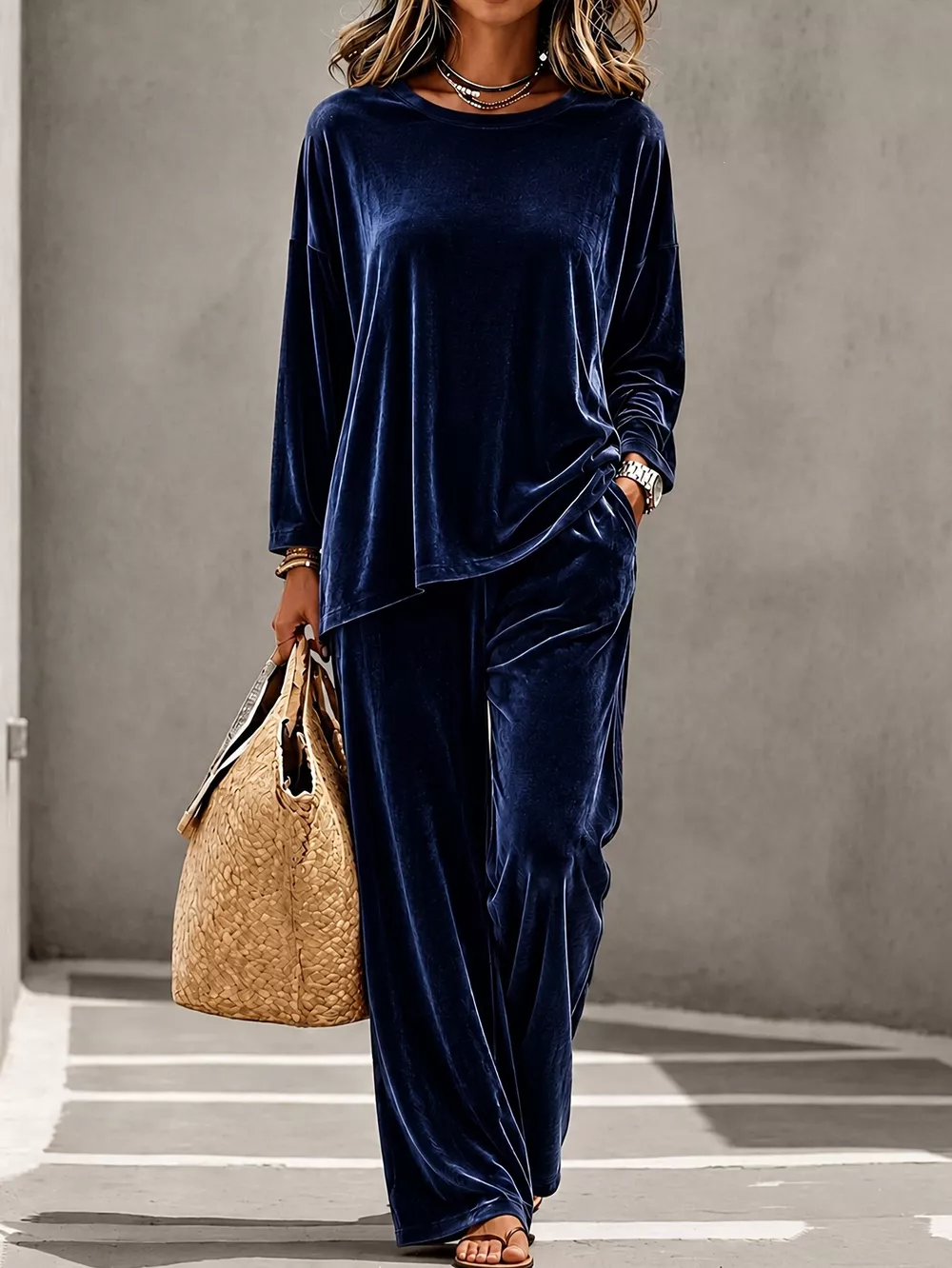 Full Size Velvet Long Sleeve Top and Pants Set Plus Size, image 10