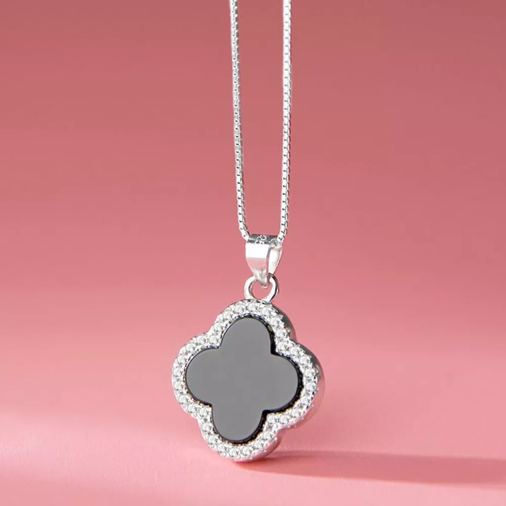925 Sterling Silver Clover Pendant Necklace, image 2