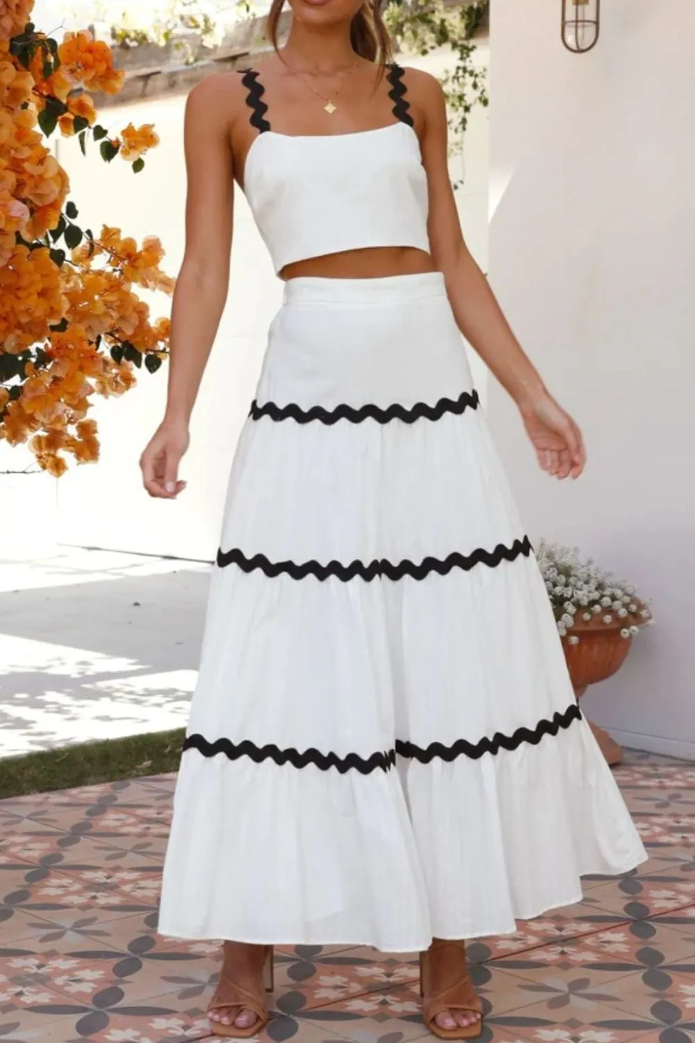Contrast Trim Cami and Skirt Set, image 5