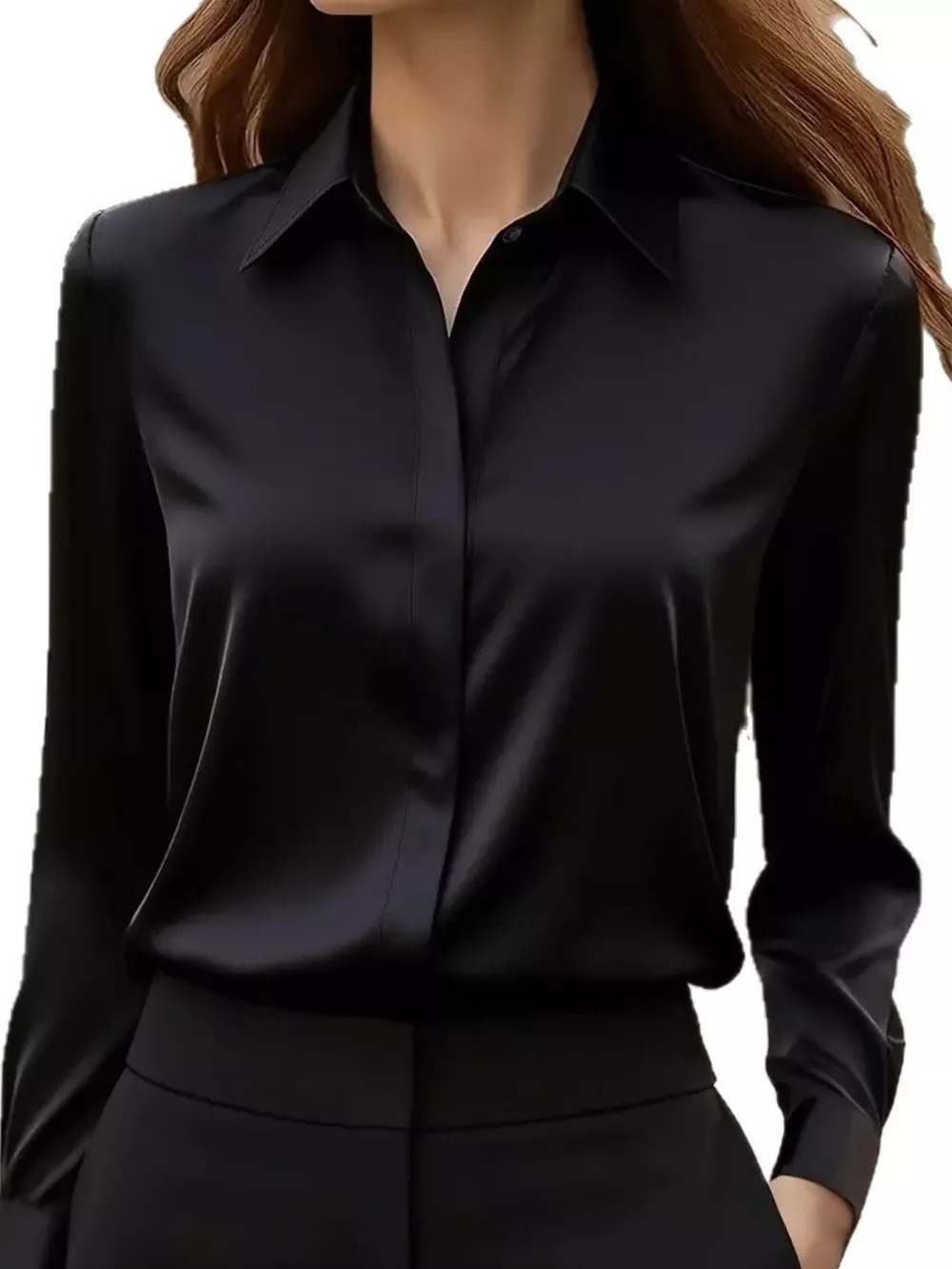 Button Down Collared Neck Long Sleeve Shirt