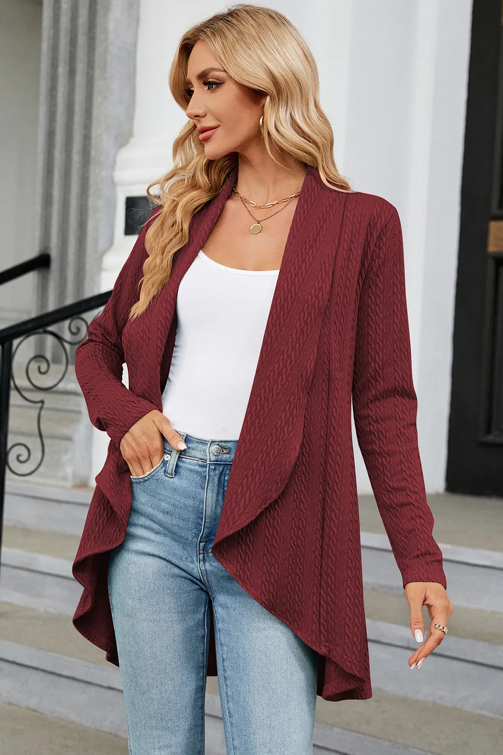 Open Front Long Sleeve Cardigan, image 9