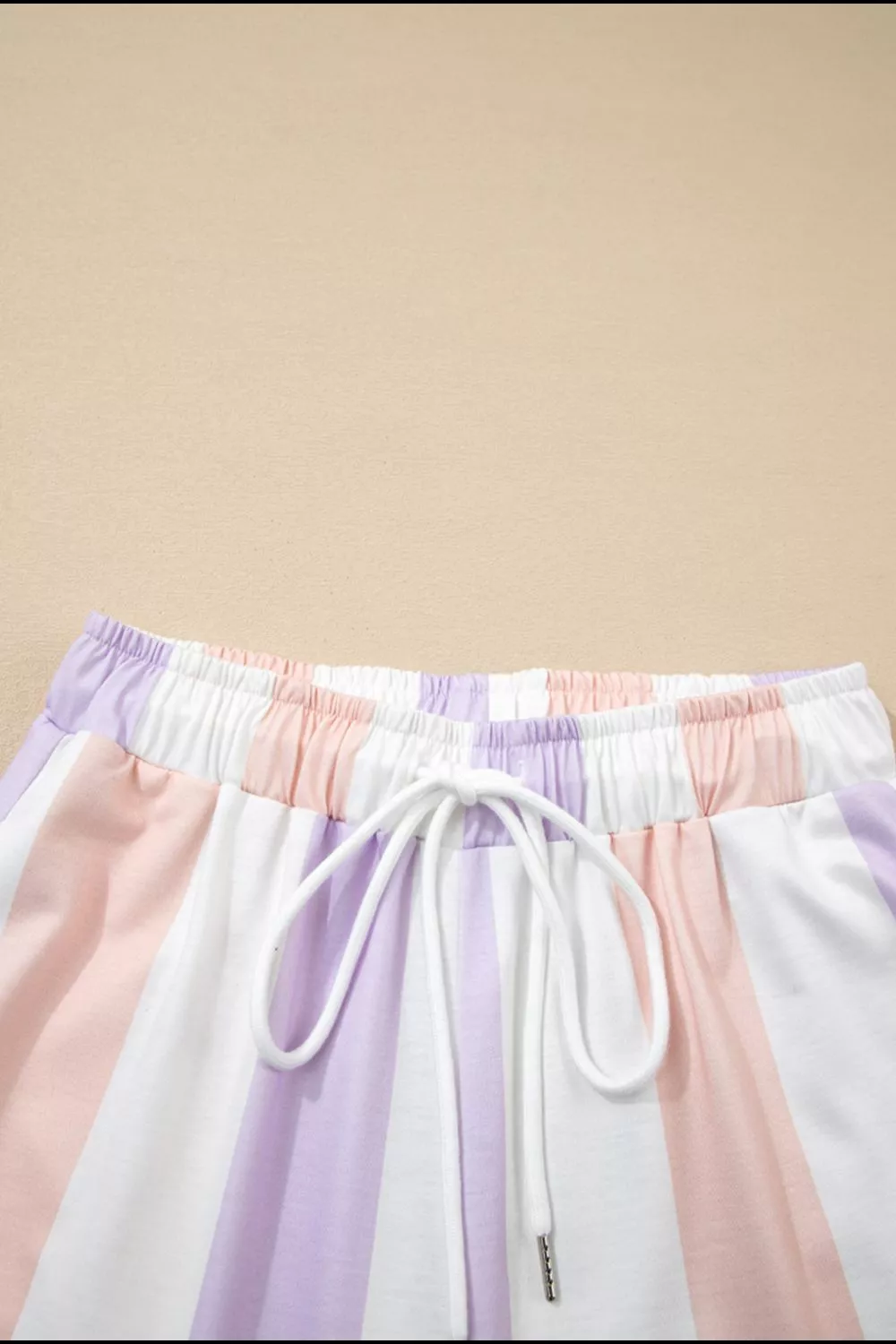 Stripe Multicolored Print Drawstring Loose Pants with Side Pockets, image 3