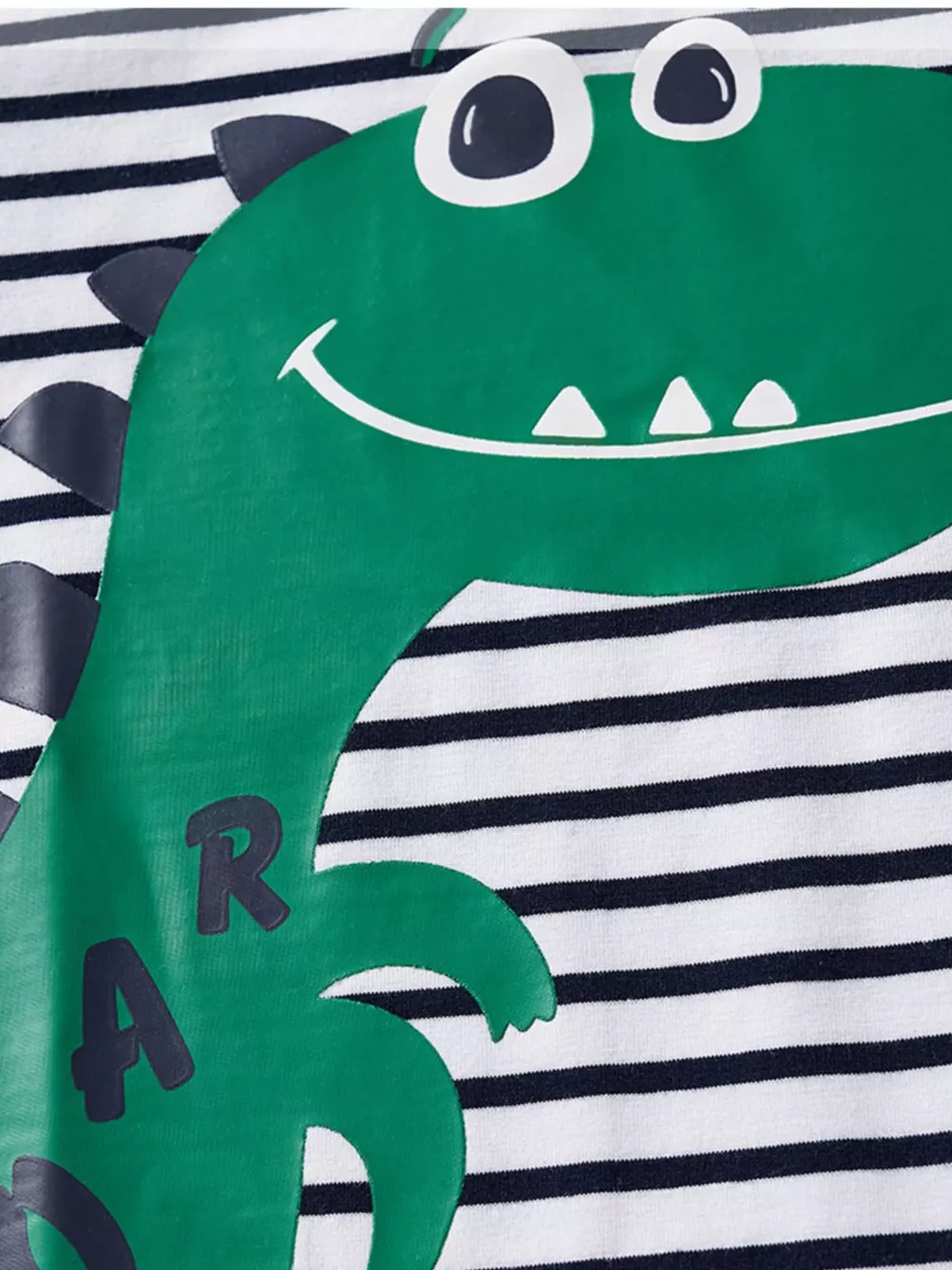 Children's Dinosaur Print Striped Crew Neck Short Sleeve T-Shirt, image 3