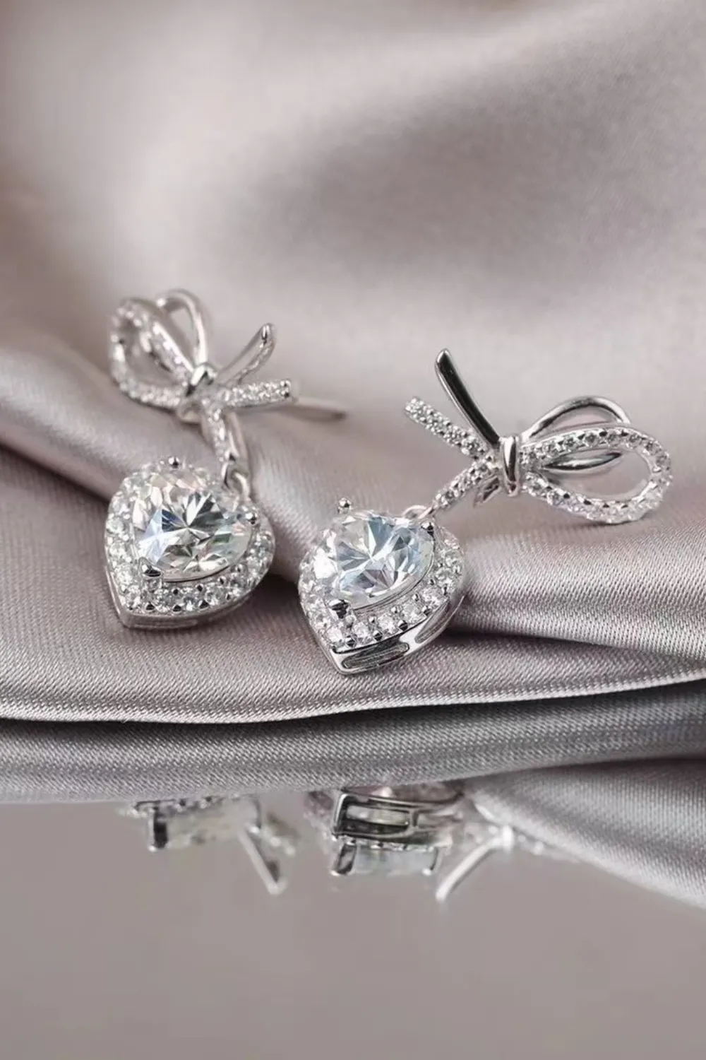 2 Carat Moissanite 925 Sterling Silver Heart Earrings, image 2
