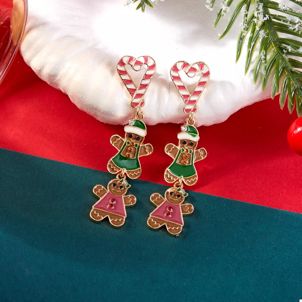 Christmas Gingerbread Drop Earrings, image 3