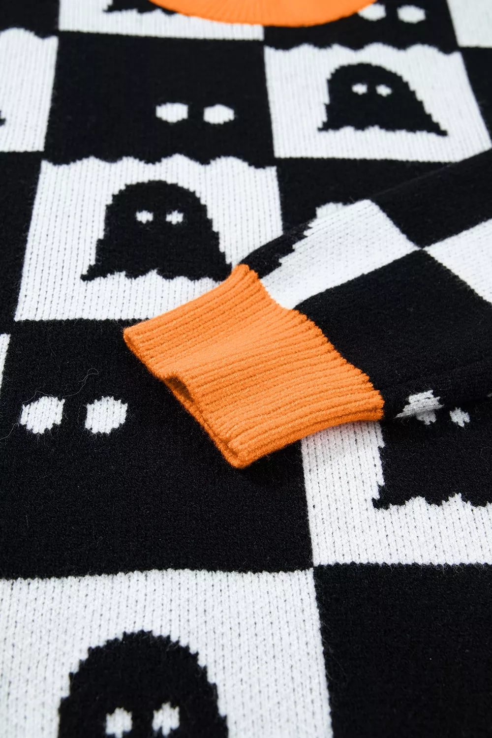 Halloween Ghost Pattern Checkerboard Sweater, image 12