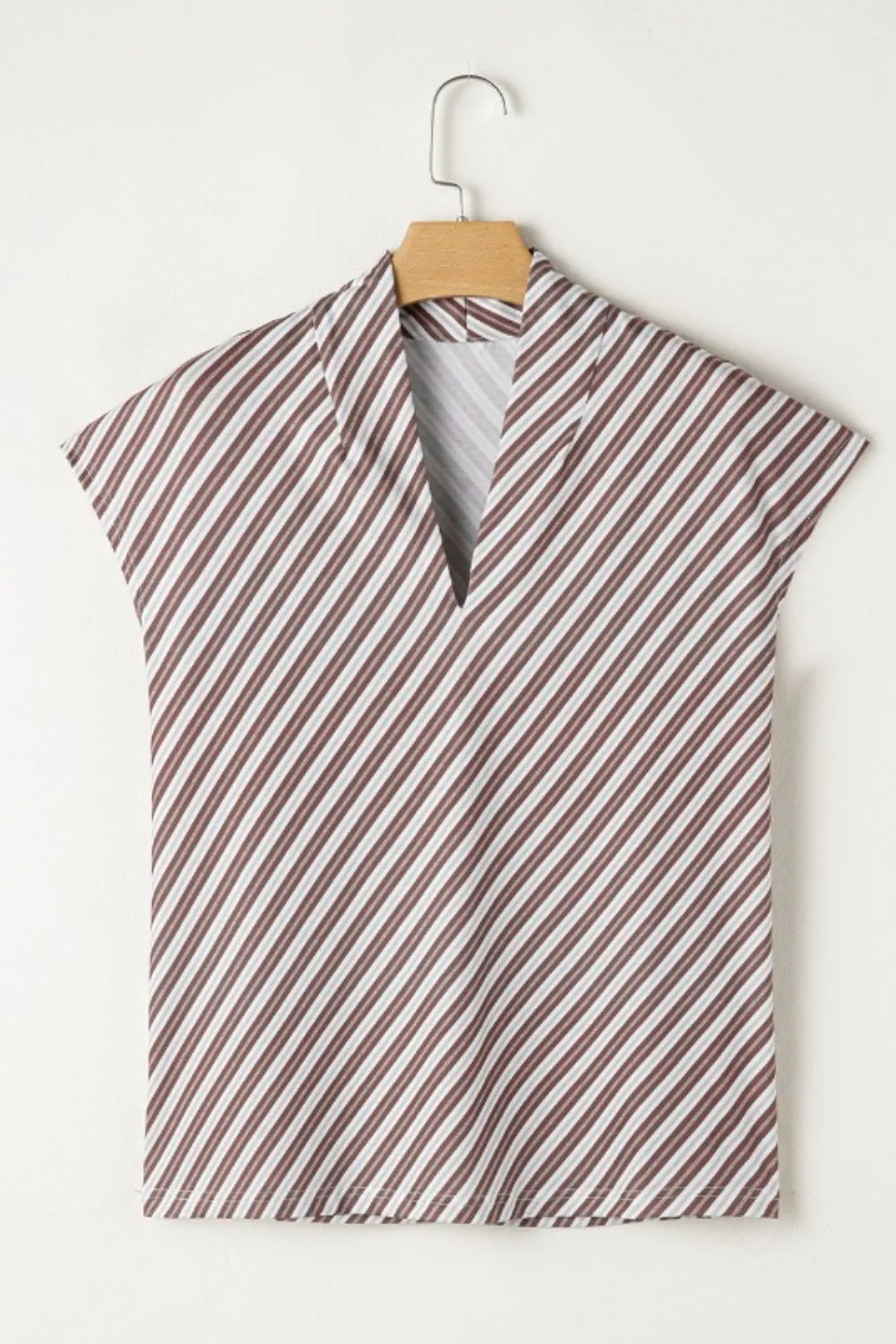 Striped V Neck Cap Sleeve Blouse, image 4