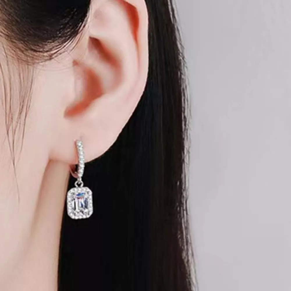 1 Carat 925 Sterling Silver Moissanite Drop Earrings, image 6
