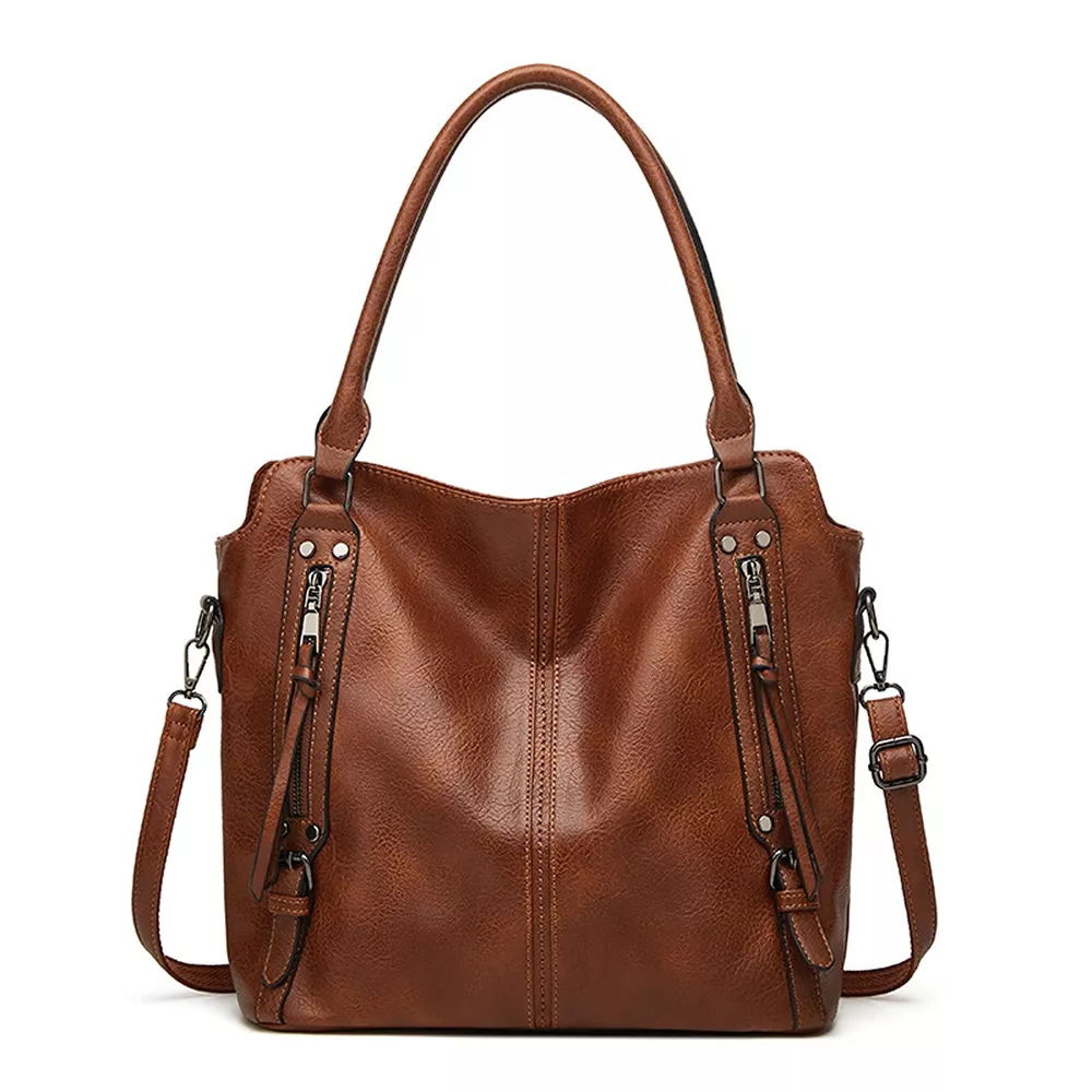 PU Leather Shoulder Bag and Pouch Set, image 5