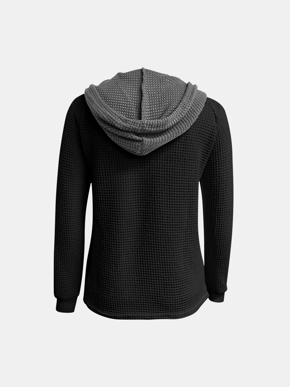 Full Size Waffle-Knit Contrast Long Sleeve Hoodie, image 6
