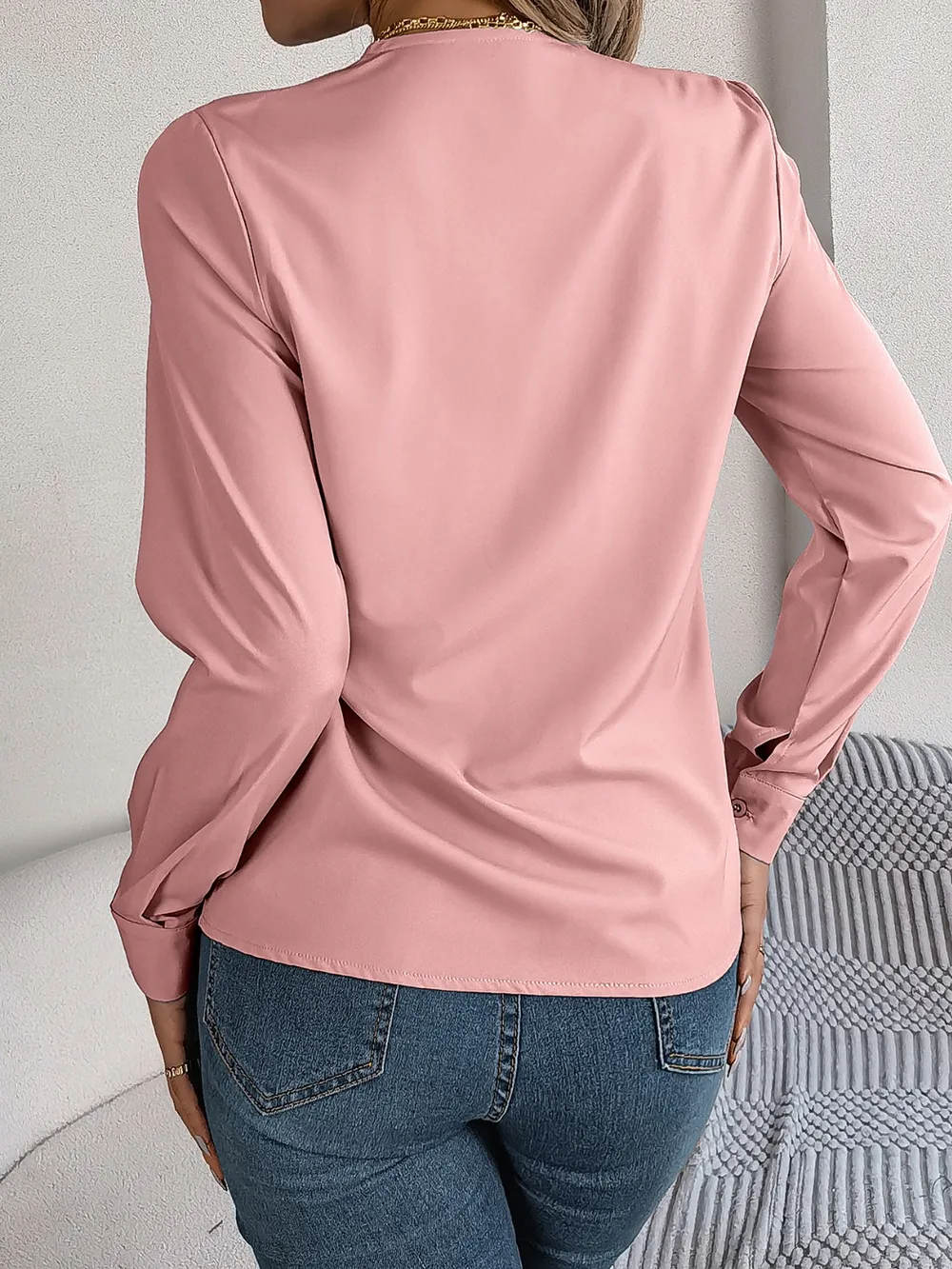 V-Neck Long Sleeve Blouse, image 8