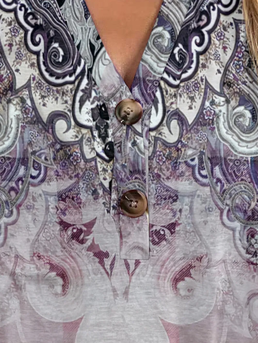 Full Size Printed Notched Short Sleeve Blouse, image 13