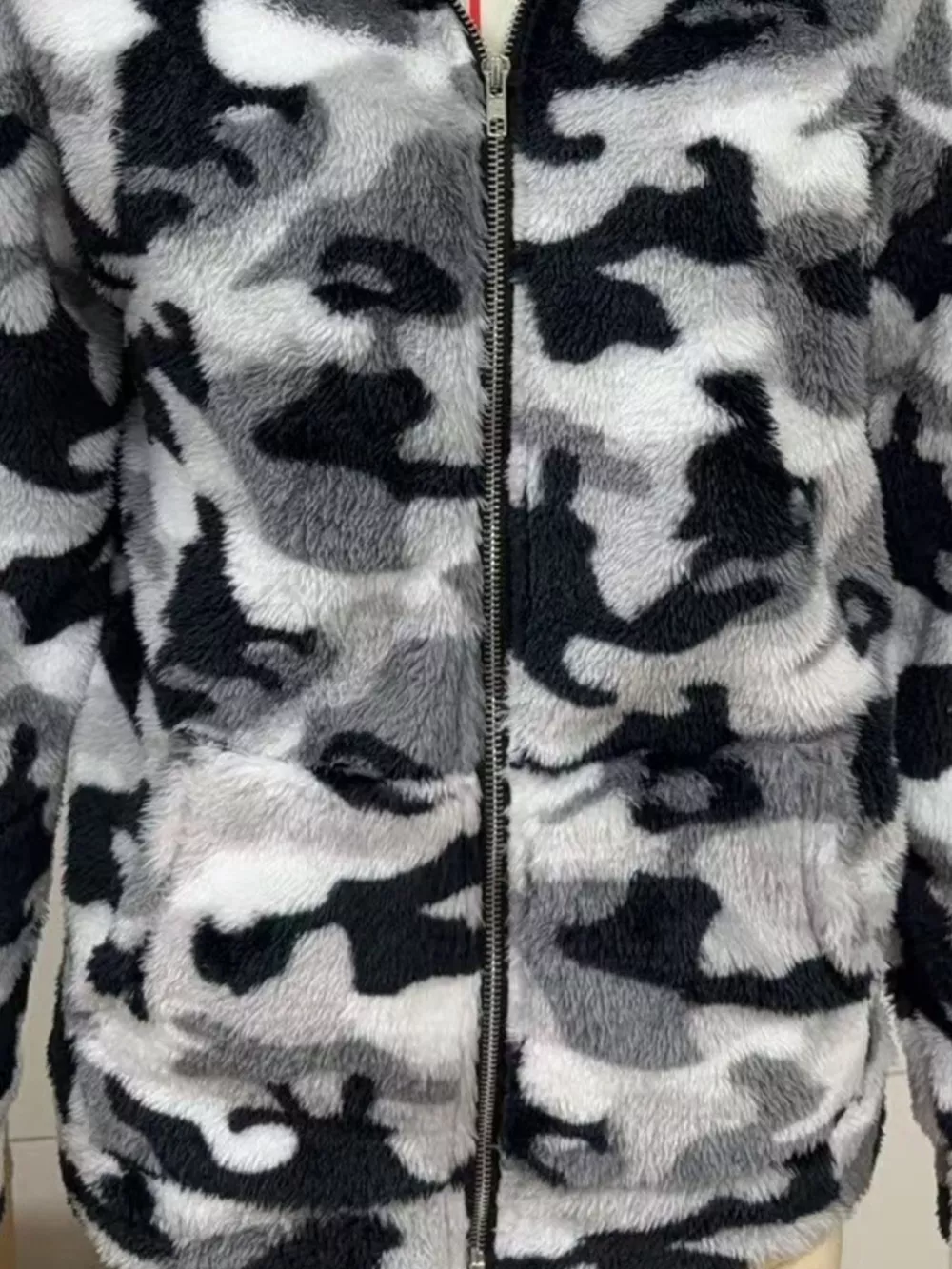 Fuzzy Camo Zip-Up Hoodie, image 12
