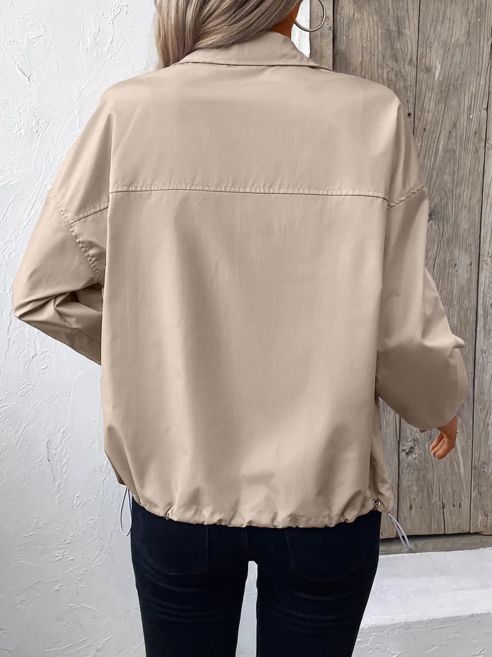 Pocketed Zip Up Long Sleeve Jacket, image 3