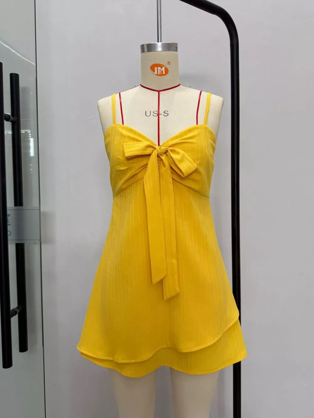 Spaghetti Strap Bow-Front Layered Mini Dress, image 4