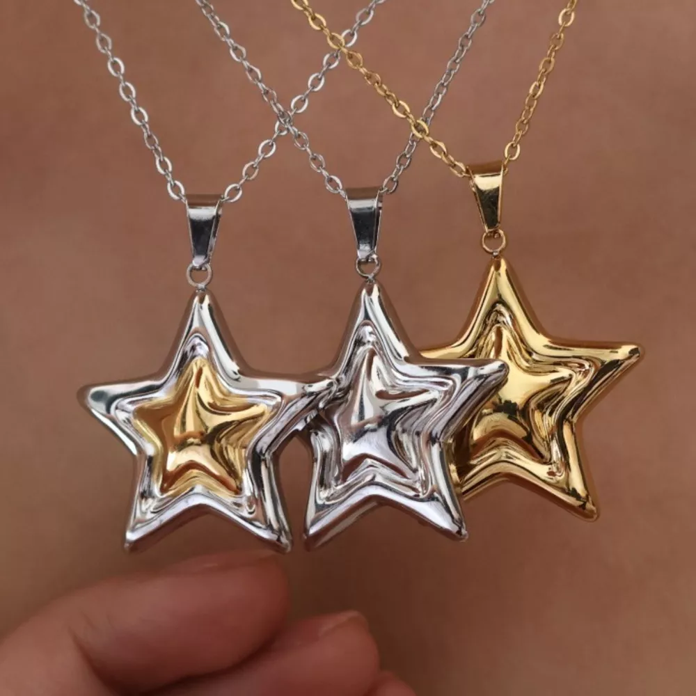 Stainless Steel Zircon Star Necklace, image 9