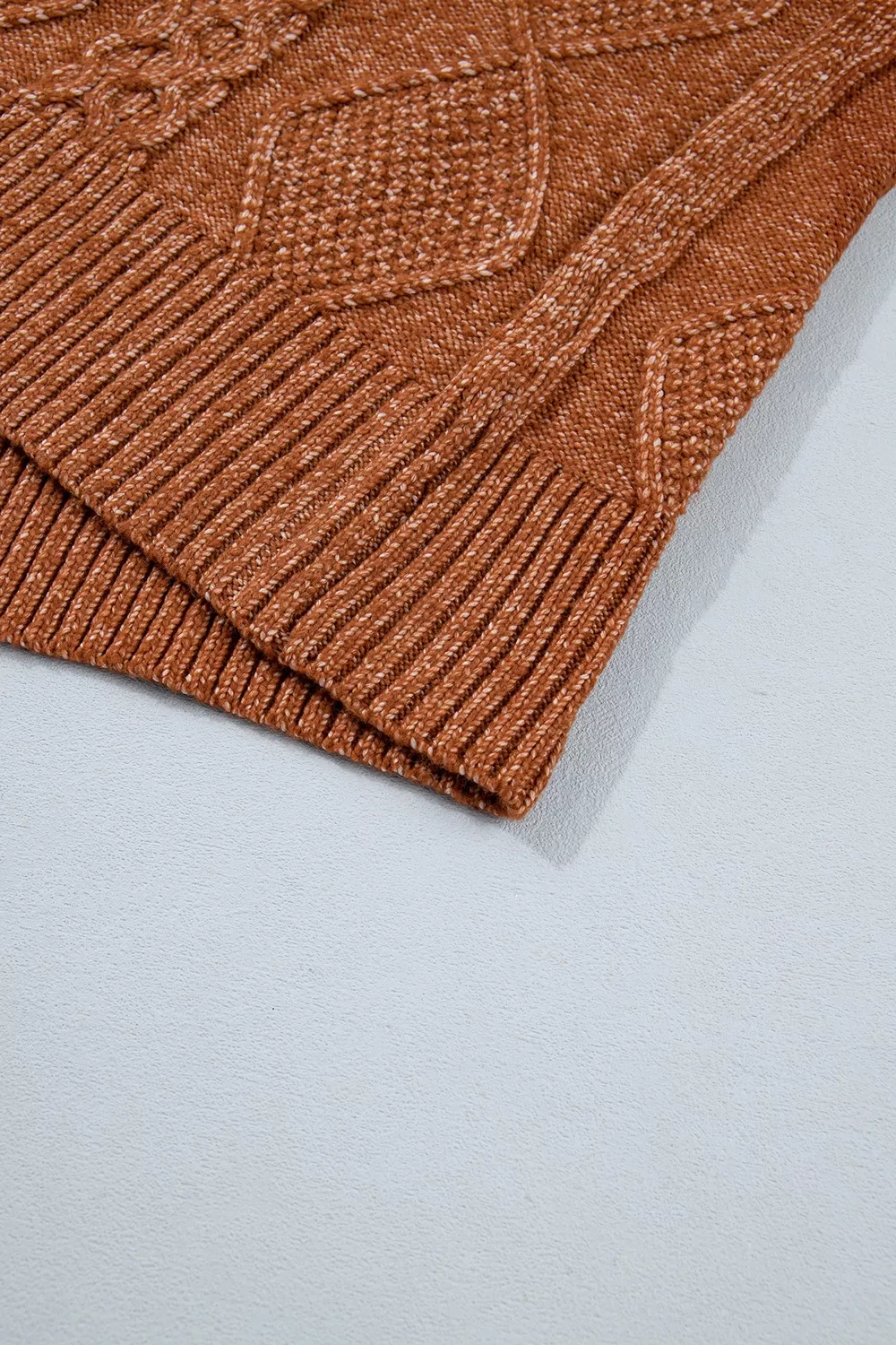 Zip-Up Cable Knit Drop Shoulder Sweater Dress, image 13