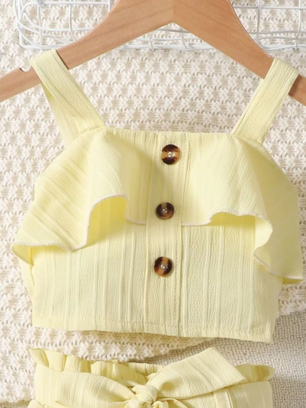 Children's Ribbed Ruffle Trim Top & Shorts Set, image 10