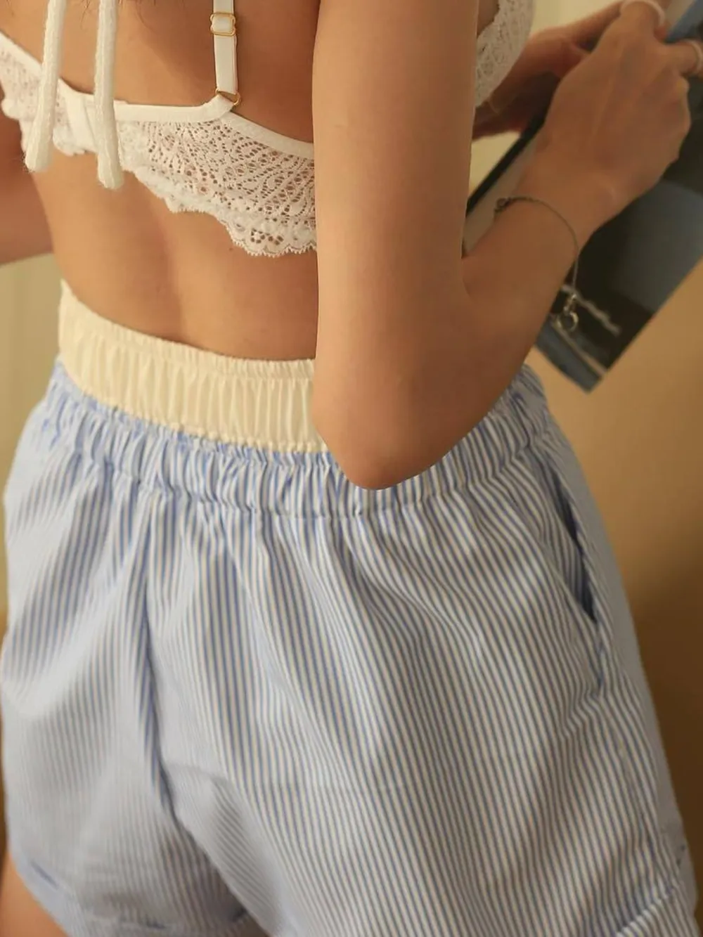 Striped Elastic Waist Shorts, image 18