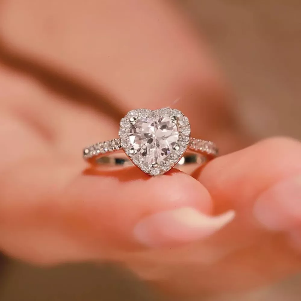 1 Carat Moissanite 925 Sterling Silver Heart Ring, image 6