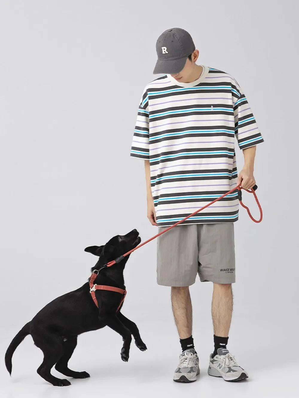 Men's Plus Size Basic style Round Neck Striped T-Shirt, image 16