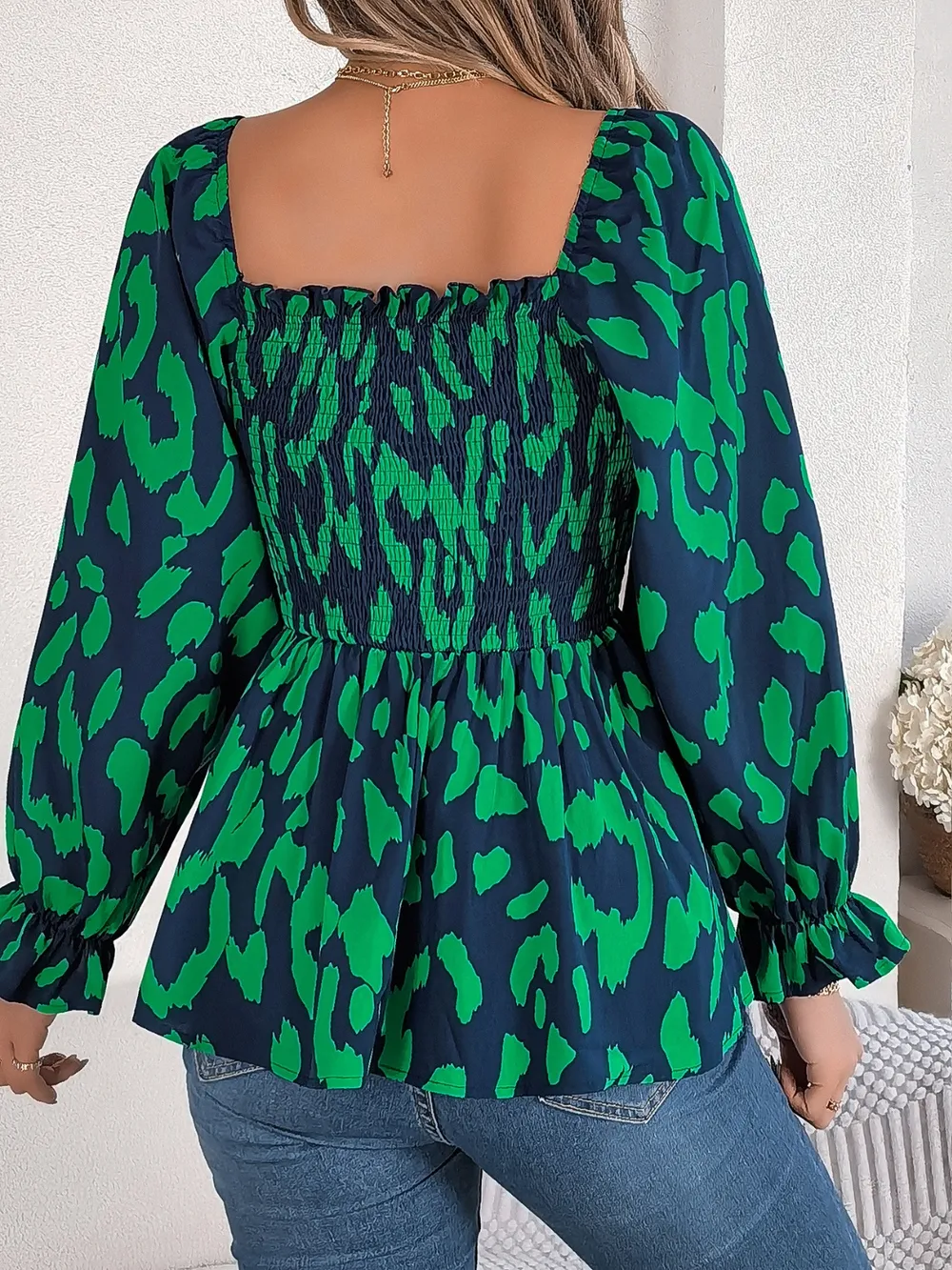 Square Neck Flounce Sleeve Blouse, image 14