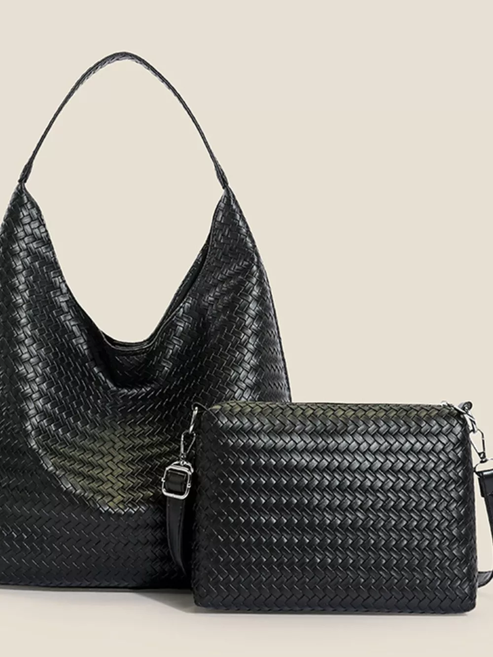 Woven Texture Shoulder Bag and Wristlet Set, image 4