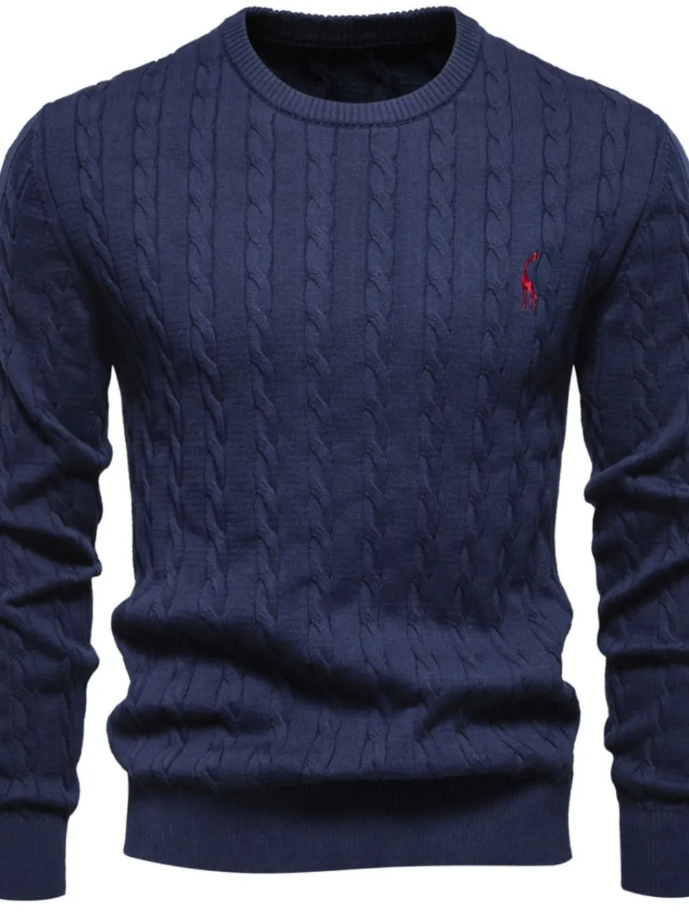 Men's Cable-Knit Round Neck Long Sleeve Sweater, image 7