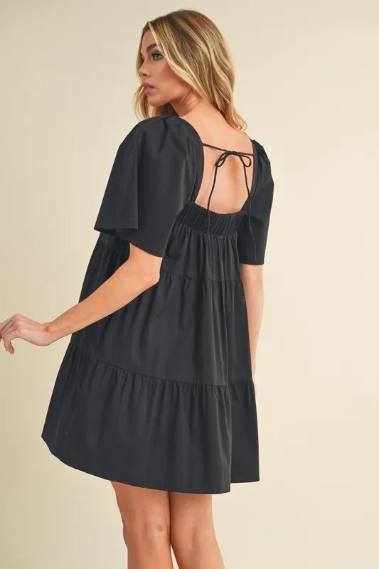 Square Neck Half Sleeve Tiered Dress, image 5