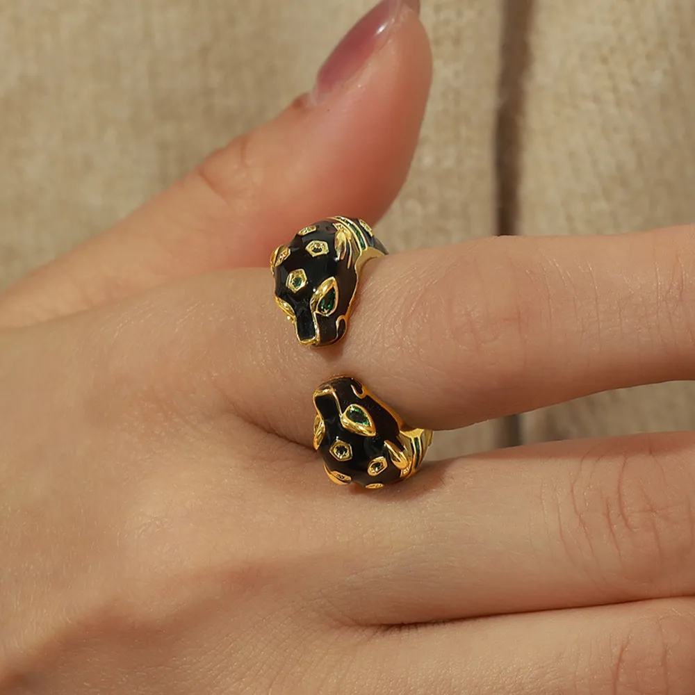 Inlaid Zircon Oil Drip Open Ring, image 2