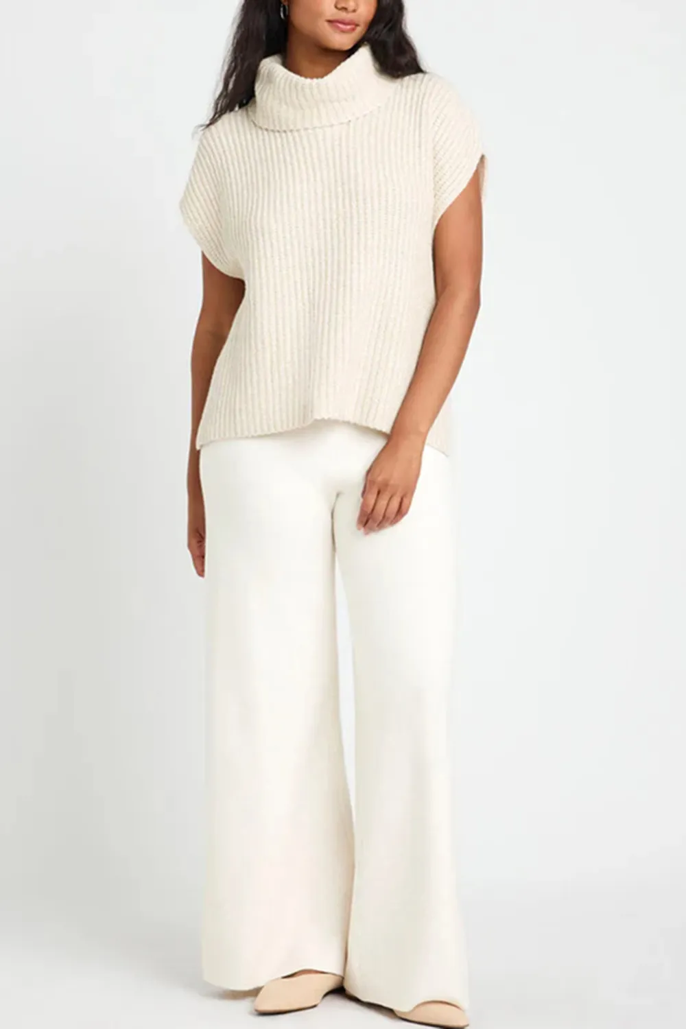 Slit Turtleneck Cap Sleeve Sweater, image 12