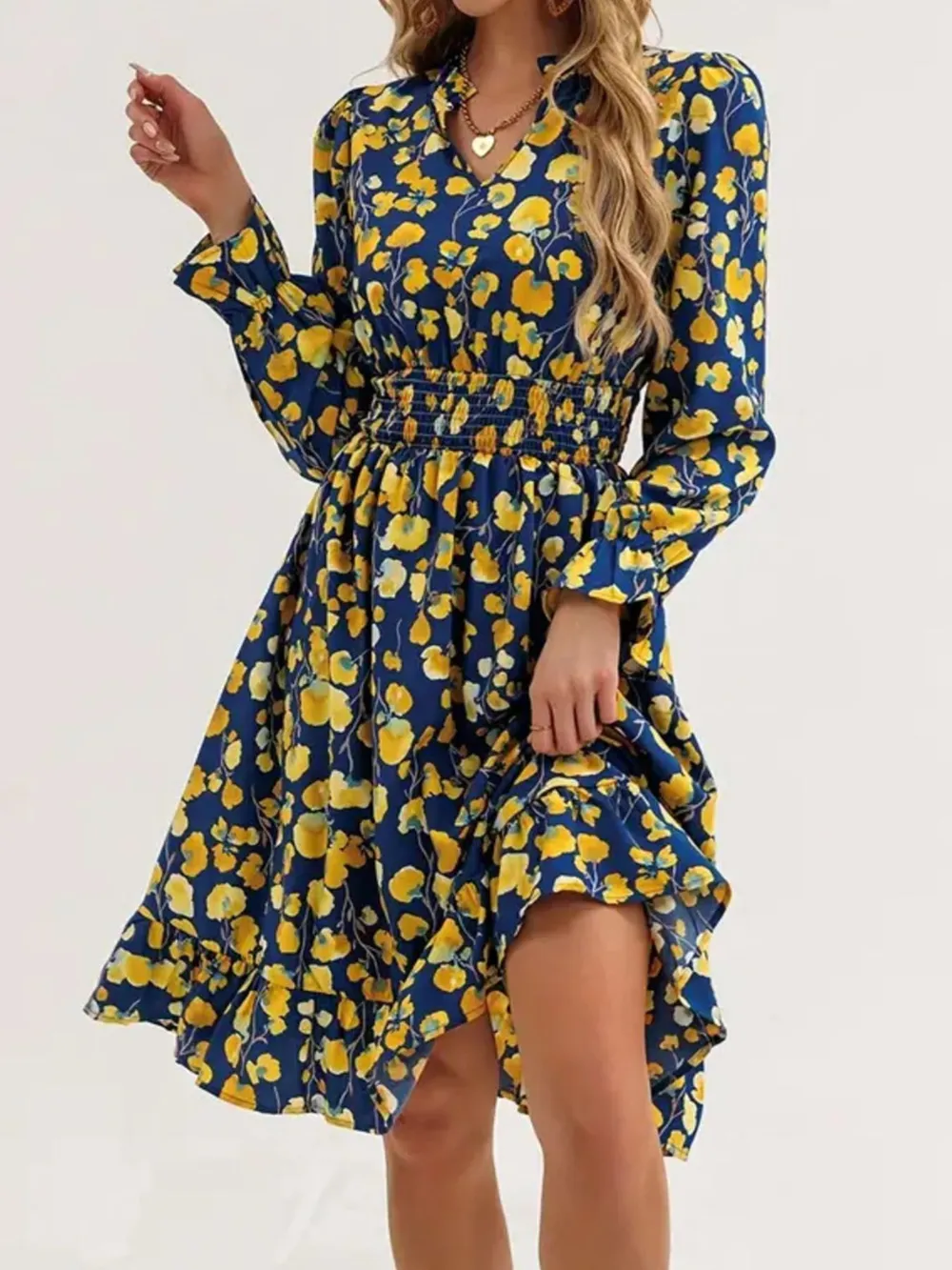 Floral Print Flounce Sleeve Ruffle Hem Dress, image 9
