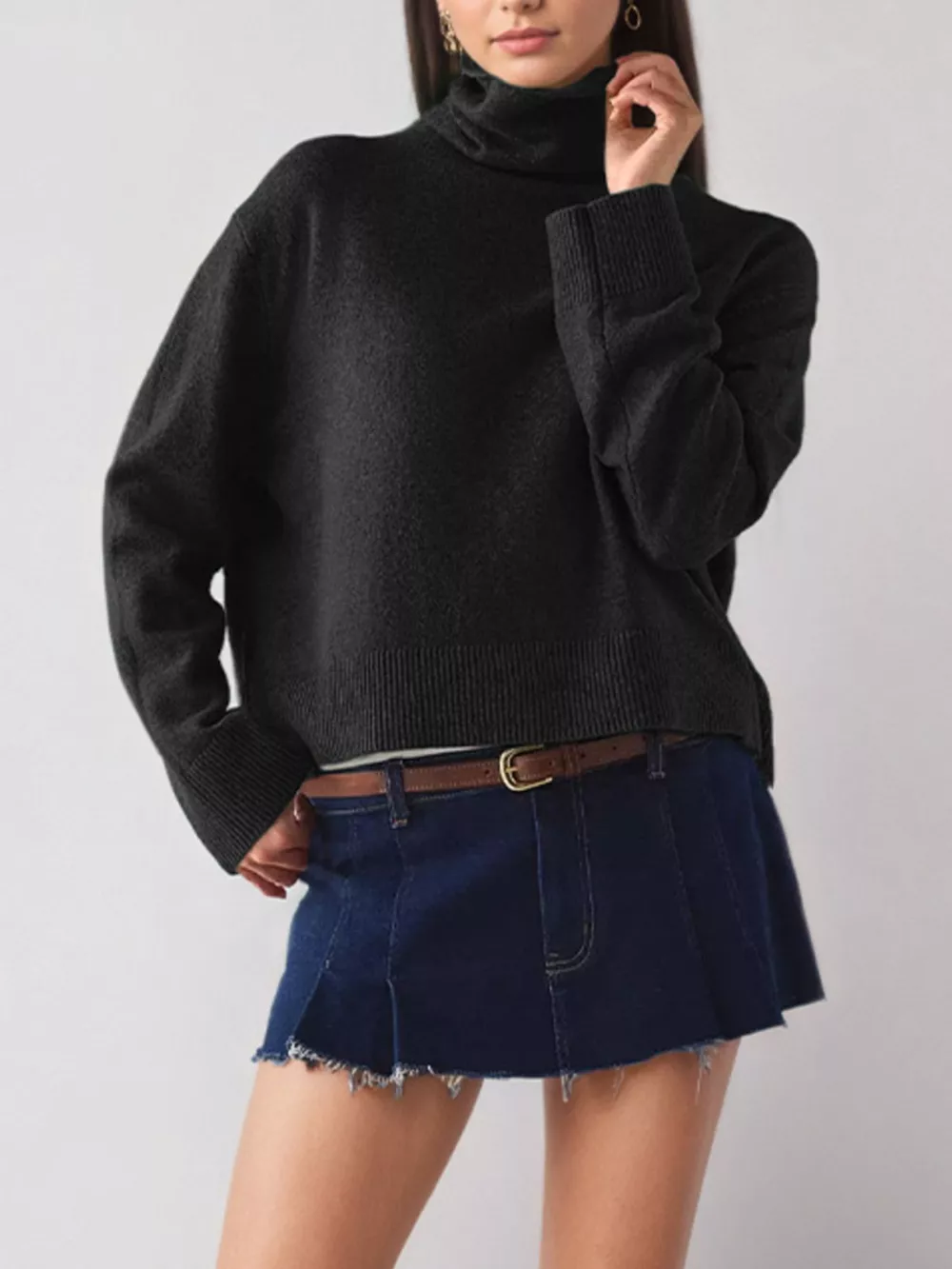Turtleneck Dropped Shoulder Sweater, image 6