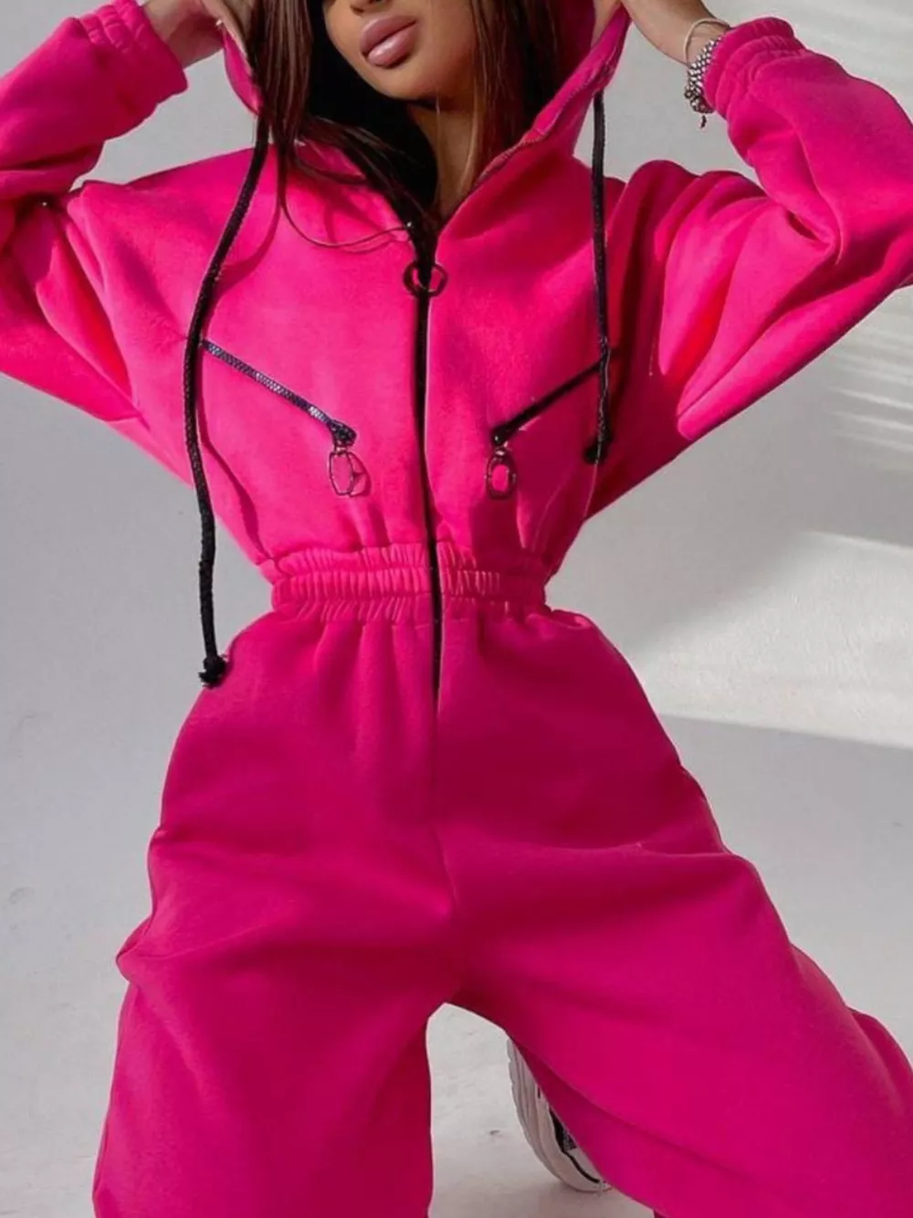 Zip Front Dropped Shoulder Jumpsuit, image 14