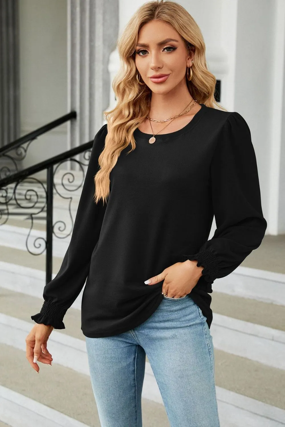 Round Neck Long Sleeve T-Shirt, image 8