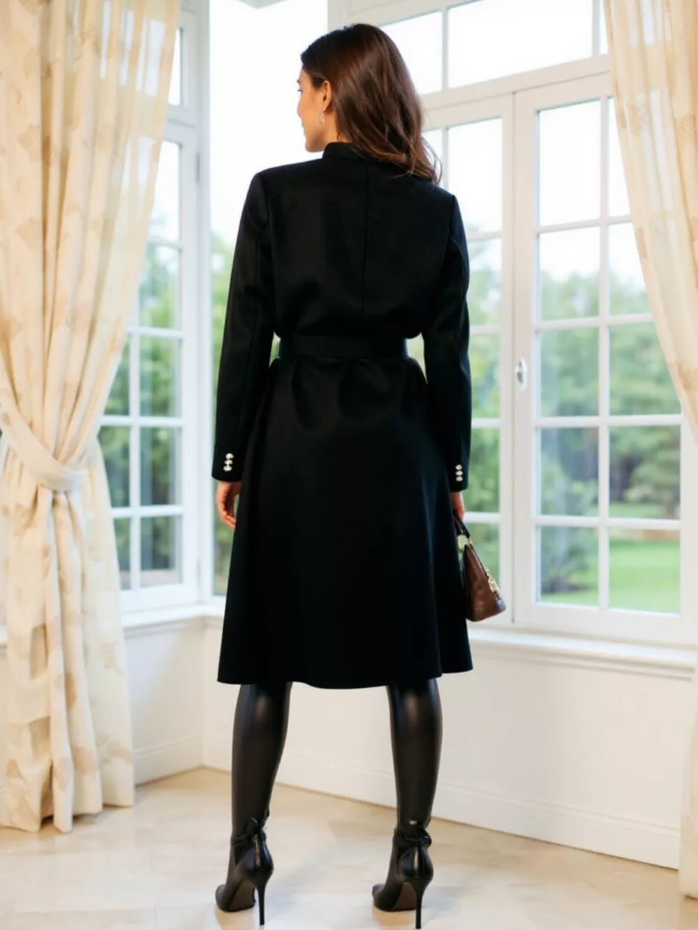 Double-Breasted Tie Waist Overcoat, image 5