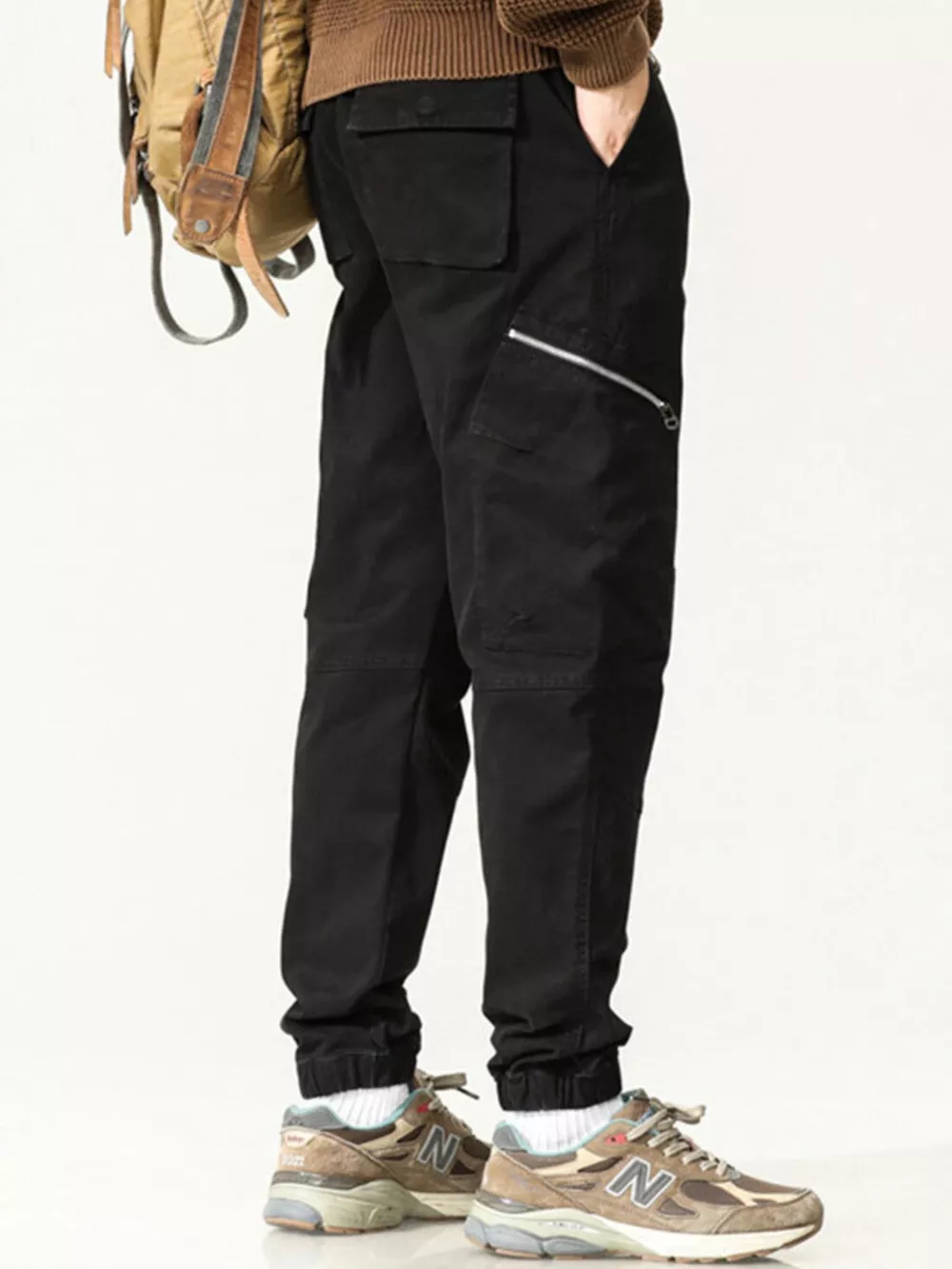 Men's Full Size Casual Cargo Pants with Zipper Pocket Plus Size, image 11