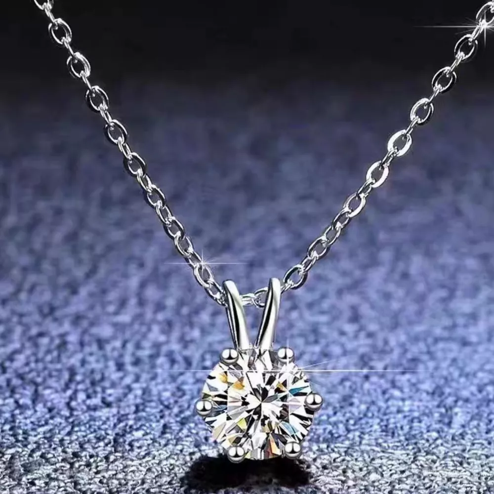 2 Carat Moissanite 925 Sterling Silver Pendant Necklace, image 4
