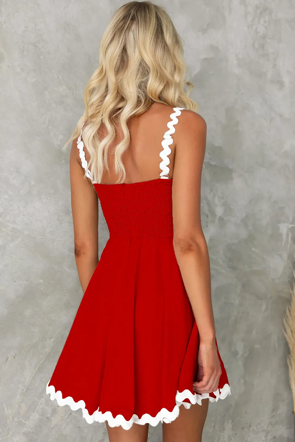Contrast Trim Square Neck Mini Dress, image 4