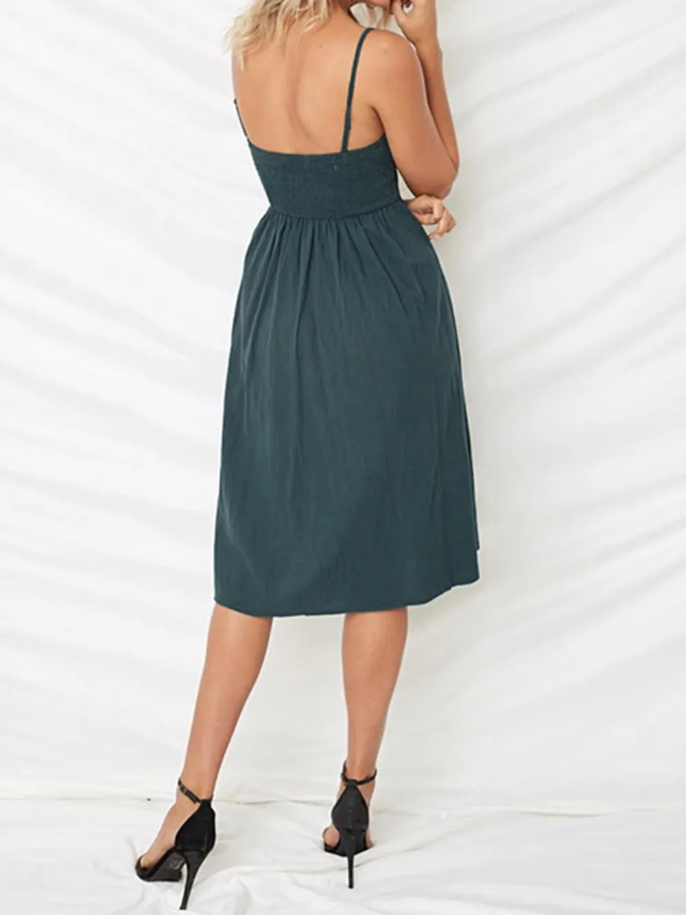 Cutout Smocked Sweetheart Neck Cami Dress, image 28