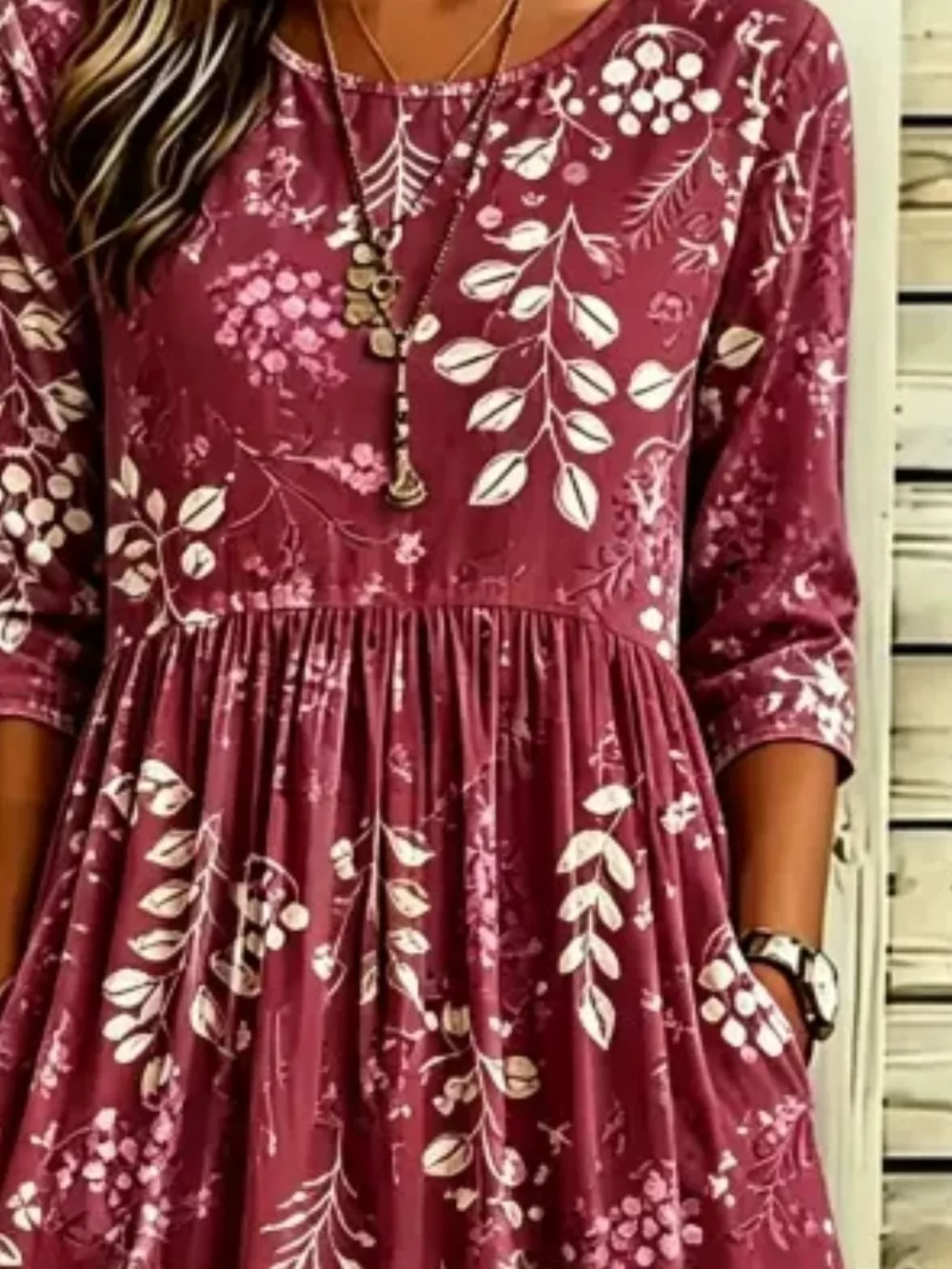 Full Size Printed Midi Dress with Pockets Plus Size, image 10