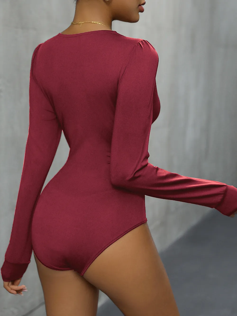 Lace Detail Plunge Long Sleeve Bodysuit, image 12